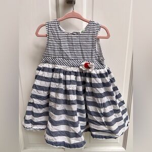 Little Me 24M White and Light Navy Blue Dress